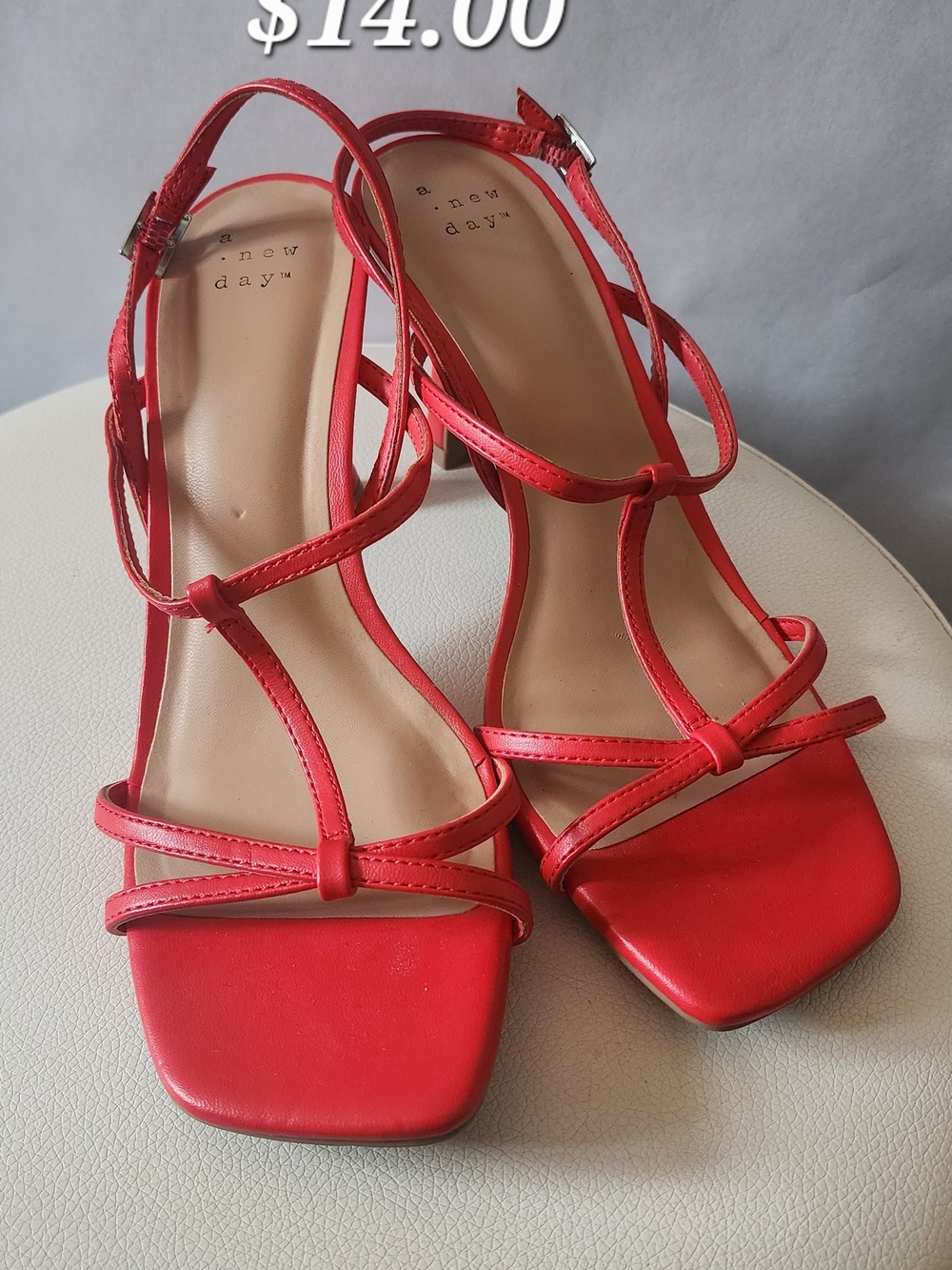 a new day Red Strappy Block Heel Sandals